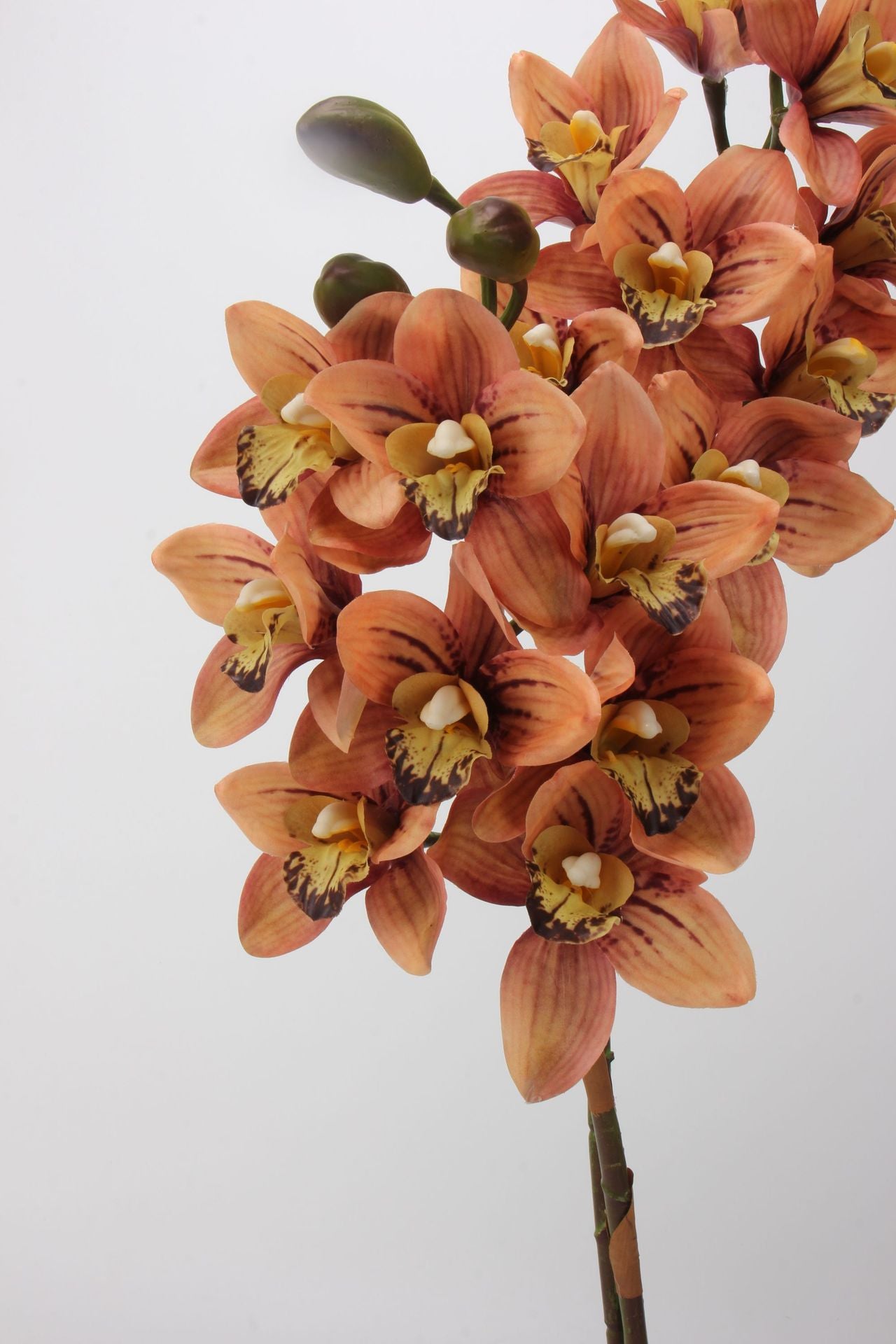 Artificial Cymbidium|8 Blooms Realistic Soft-Touch Petals Orange 13.1"