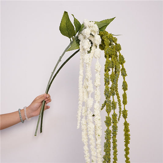 Artificial Tassel Amaranth | 6-Headed Cascading Spray | 125cm H White