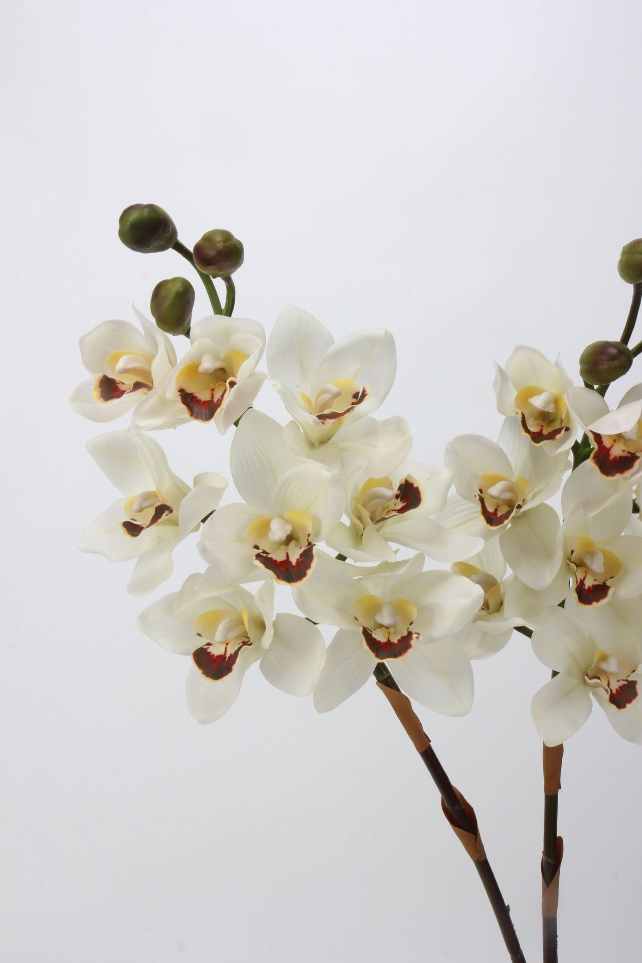 Artificial Cymbidium|8 Blooms Realistic Soft-Touch Petals White 13.1"