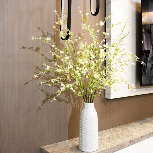 人工雪柳のセンターピース | 13頭のフルアーチデザイン | ホワイト