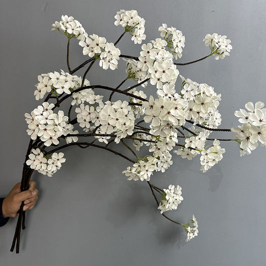 Artificial Pear Blossom Branch | Six Elegant Blooms, 90cm Zen White