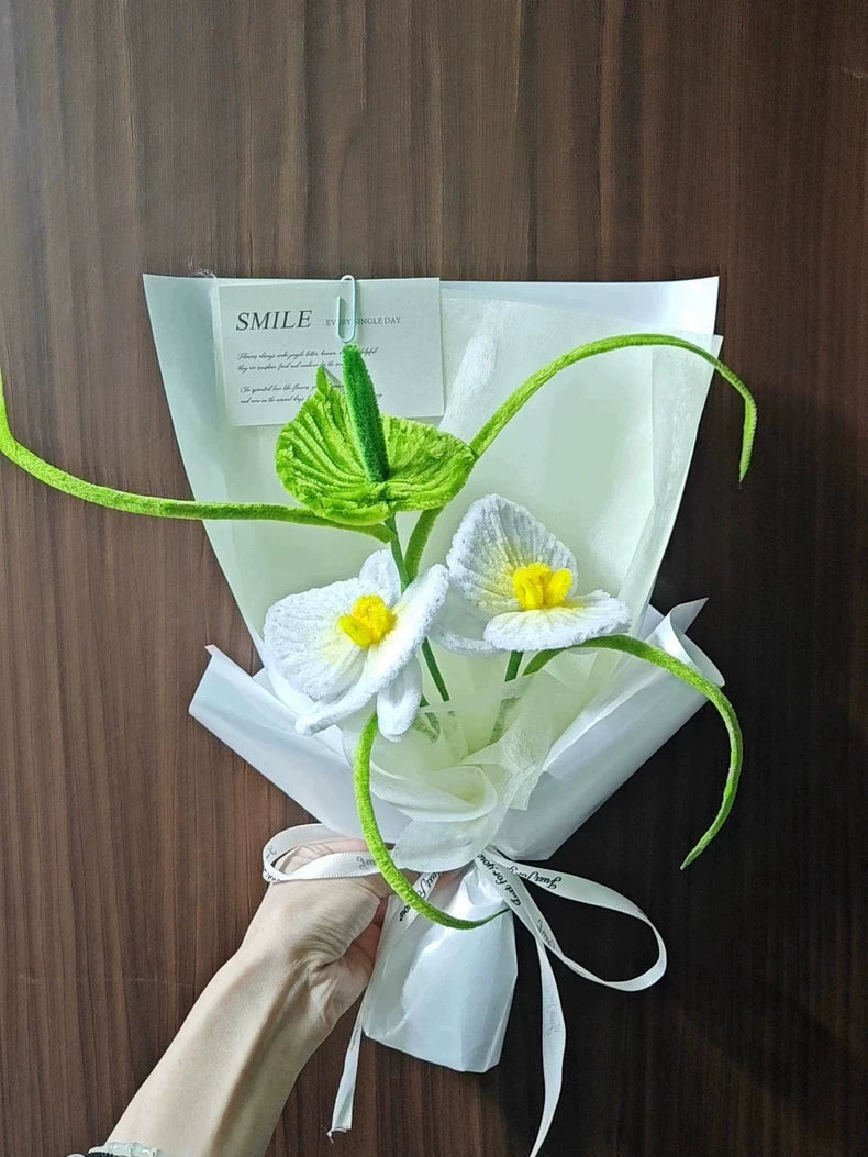 Handmade Orchid & Anthurium Pipe Cleaner Bouquet | Chenille Wire Faux Florals | Everyday Gift