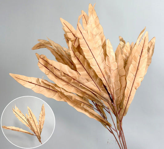 Autumn Brown Dried Bird's Nest Fern | 107cm Realistic Faux Foliage Stem | Single Stem