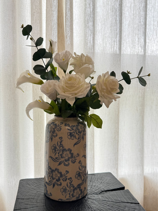 White Porcelain Bouquet — Japandi-Style Faux Flower Arrangement
