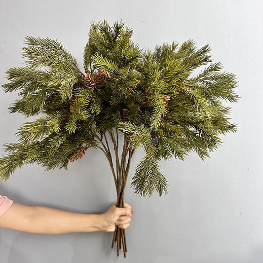 Artificial Cedar Branches | Two-Prong Design with Detailed Cones