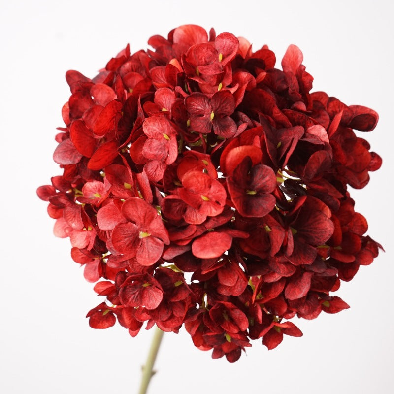 28cm Wide Hydrangea Flower Head | Artificial Silk Stem | Red 25" H
