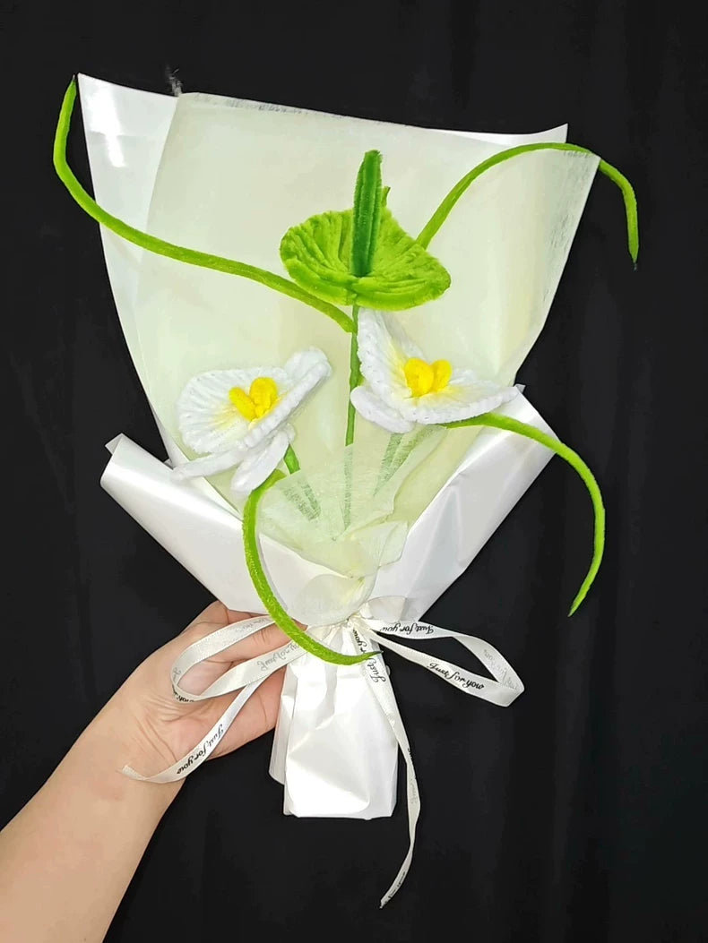 Handmade Orchid & Anthurium Pipe Cleaner Bouquet | Chenille Wire Faux Florals | Everyday Gift