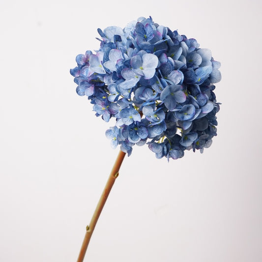 28cm Wide Hydrangea Flower Head | Artificial Silk Stem | Deep Blue 25" H