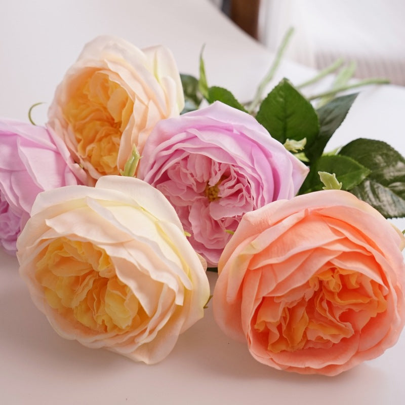 Artificial Garden Roses | Faux Soft-Touch Rose Stems 48cm | Set of 5 | 6 Colors