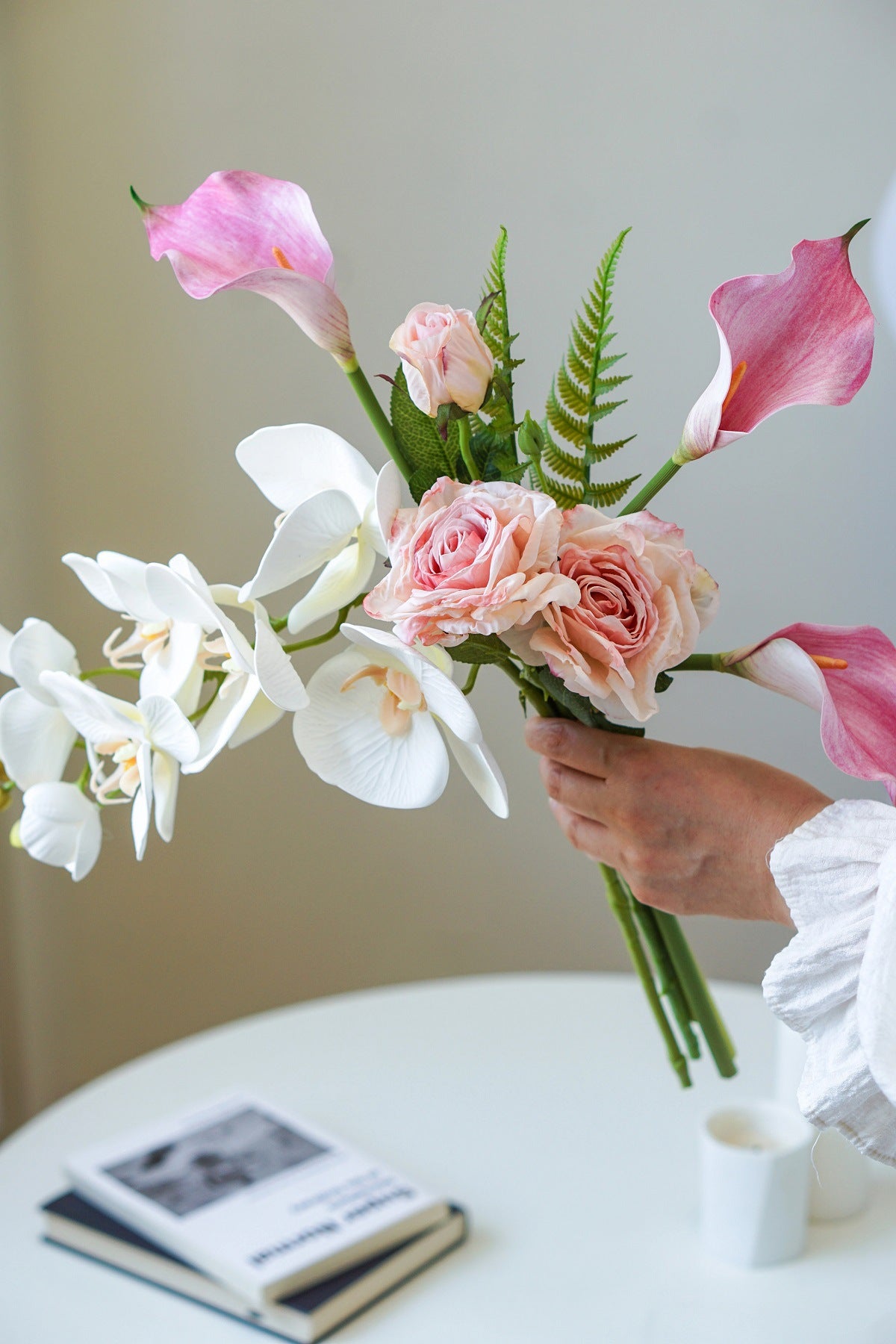 Orchid Rose & Calla Lily Faux Floral Arrangement | Bridal Bouquet or Home Décor | 6 Colors