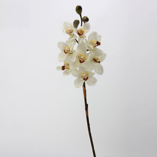 Artificial Cymbidium｜8 Blooms Realistic Soft-Touch Petals White 13.1"