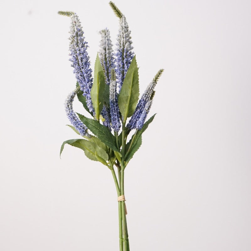 Artificial haze blue salvia stem 3 bloom faux silk sage spray 47cm Japandi decor