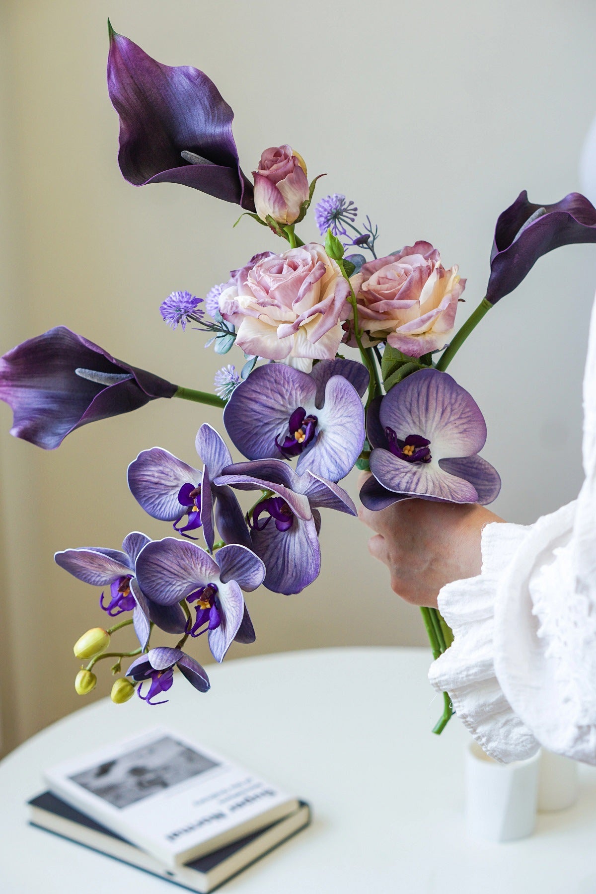 Orchid Rose & Calla Lily Faux Floral Arrangement | Bridal Bouquet or Home Décor | 6 Colors