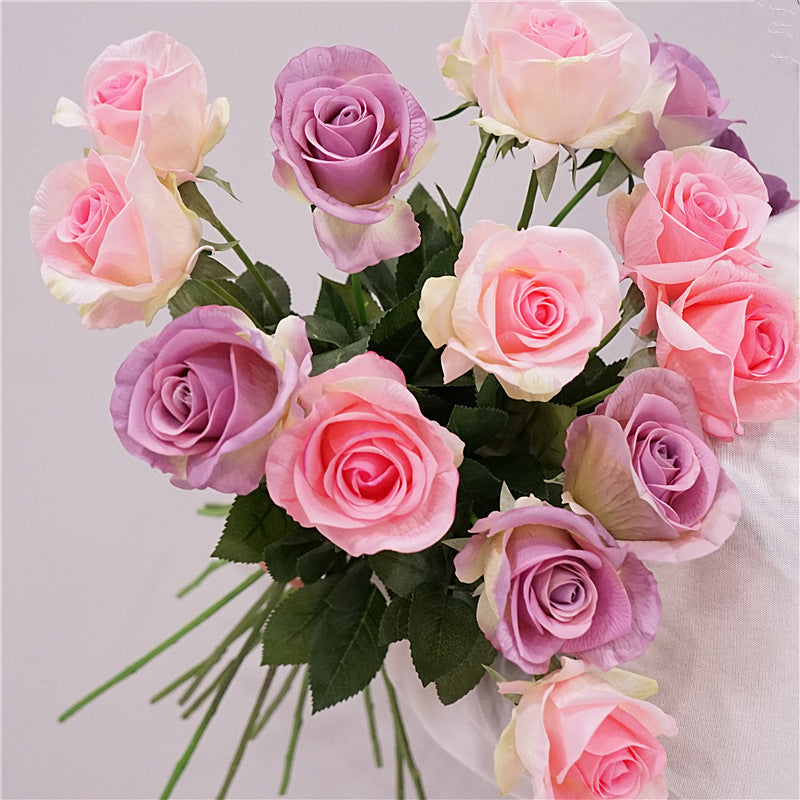 Artificial Long Stem Roses | Faux Classic Rose Stems 66cm | Set of 5 | Classic Red & 2 Colors