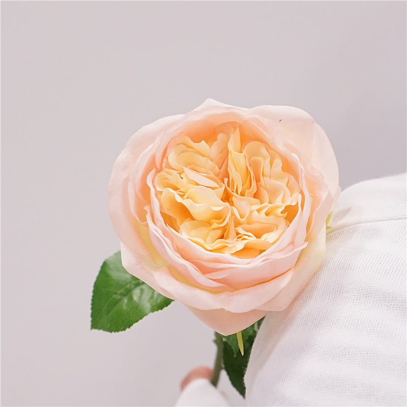 Artificial light yellow garden roses set 5 stems faux soft-touch rose 48cm wedding home decor