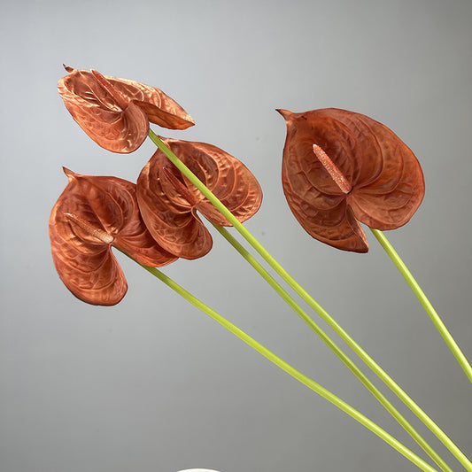 Artificial Anthurium Flower | 3D-Touch PU Architectural Foliage | 66cm H Orange