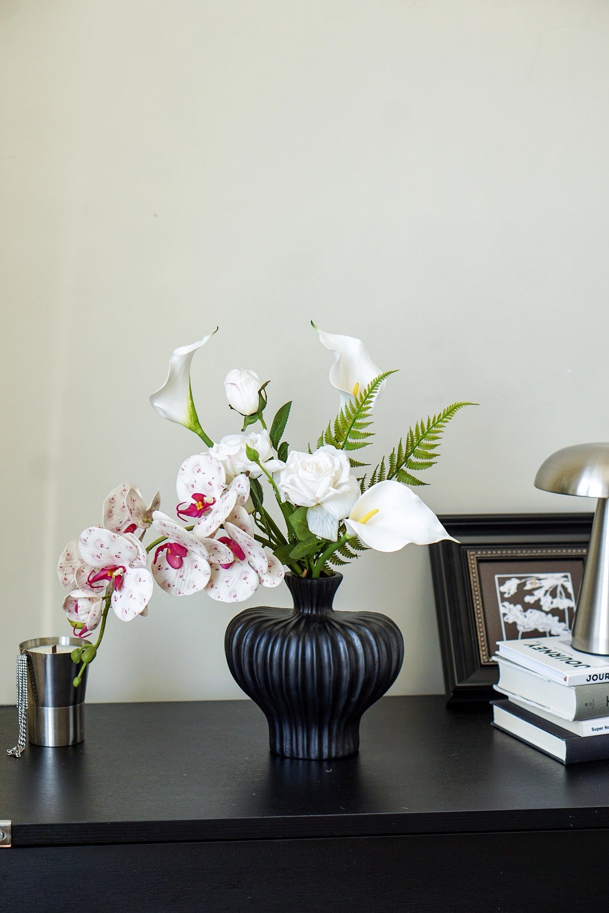 Orchid Rose & Calla Lily Faux Floral Arrangement | Bridal Bouquet or Home Décor | 6 Colors