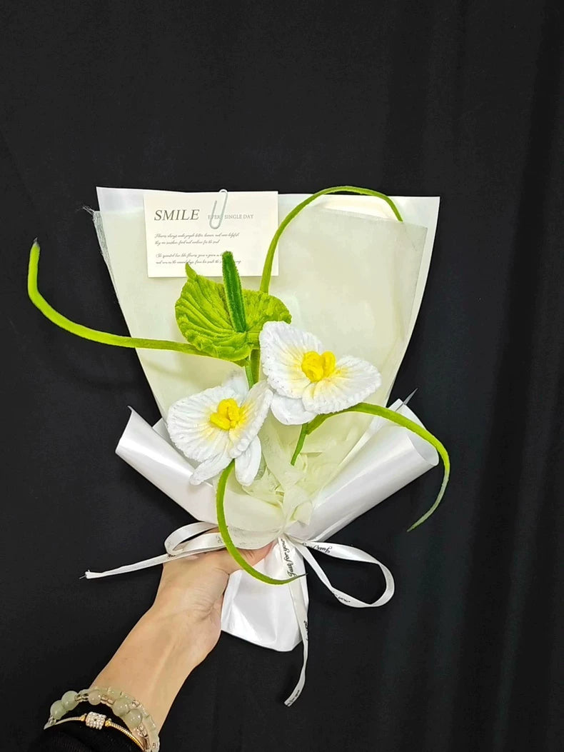 Handmade Orchid & Anthurium Pipe Cleaner Bouquet | Chenille Wire Faux Florals | Everyday Gift