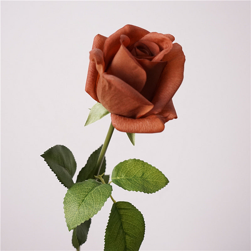 Dark Brown artificial Kate spray roses with real touch petals in a set of 5 stems
