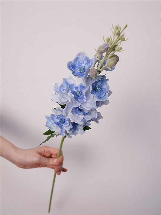Artificial Delphinium Stems | 72cm Realistic Soft-Touch Hydrating Spikes | Single Stem Sky Blue