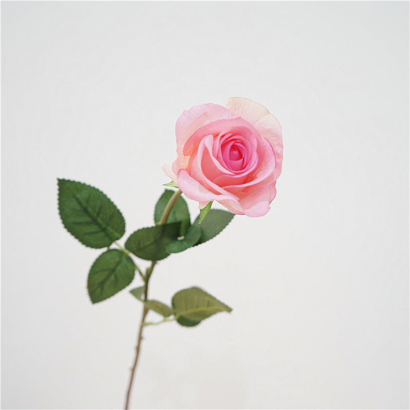 Artificial deep pink long stem roses set 5 faux rose stems 66cm romantic home decor