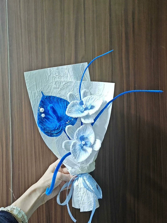 Handmade Orchid & Anthurium Pipe Cleaner Bouquet | Chenille Wire Faux Florals | Everyday Gift