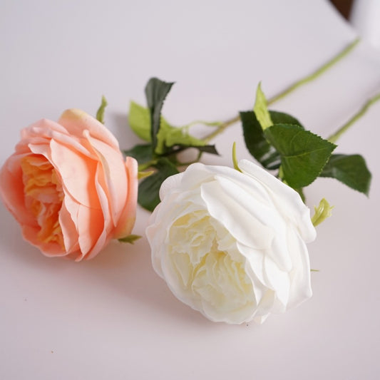 Artificial Esha Roses | 48cm Soft-Touch Hydrating Silk Roses | Set of 5 Stems Pure White