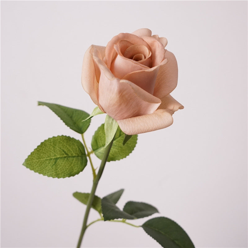Nude artificial Kate spray roses with real touch petals in a set of 5 stems