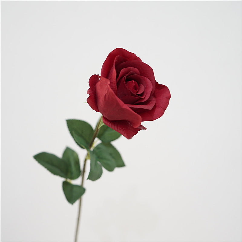 Artificial classic red long stem roses set 5 faux rose stems 66cm romantic home decor
