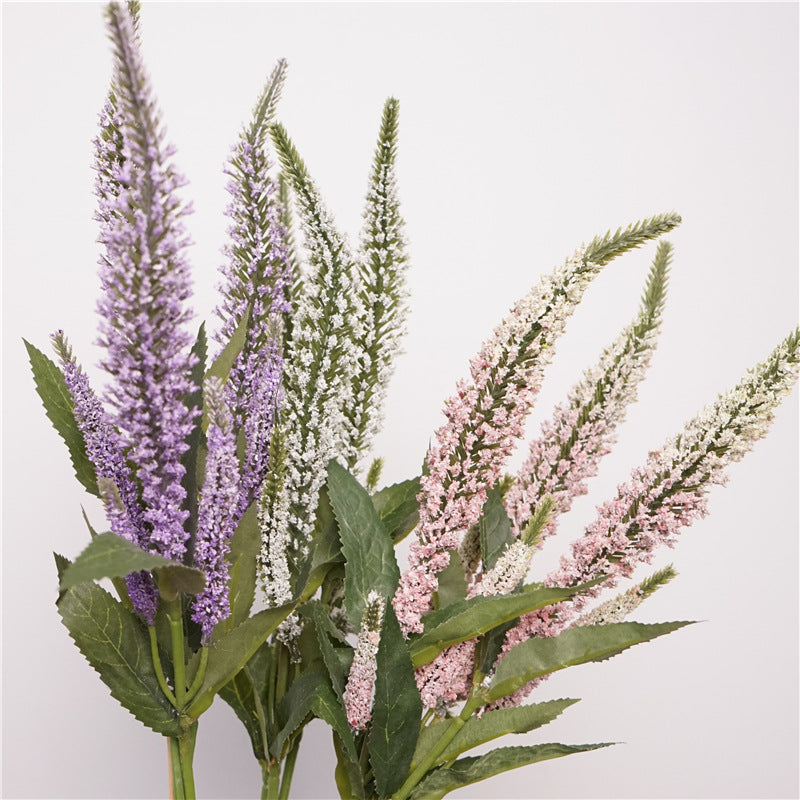 Close up silk petals faux salvia sage stem