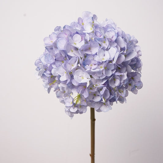 28cm Wide Hydrangea Flower Head | Artificial Silk Stem | Deep Purple 25" H