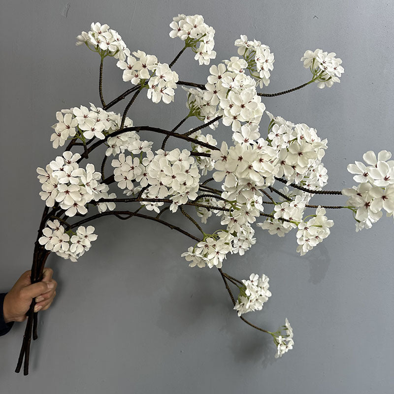 人工梨の花の枝 | エレガントな花6本、90cm 禅ホワイト