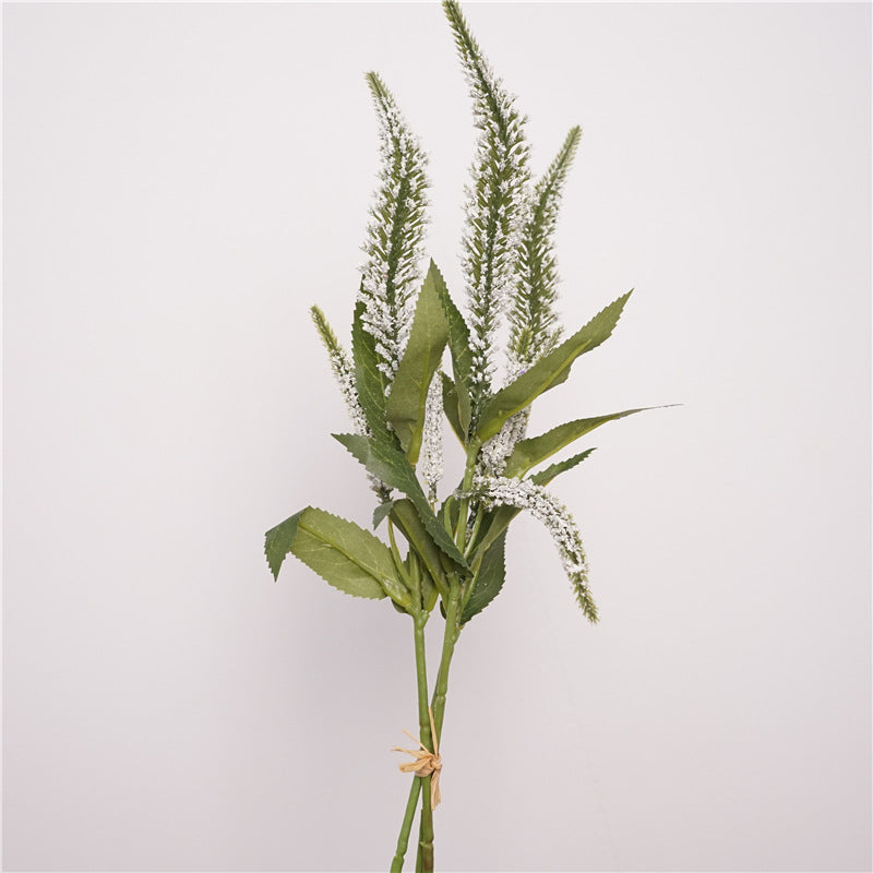 Artificial creamy white salvia stem 3 bloom faux silk sage spray 47cm neutral