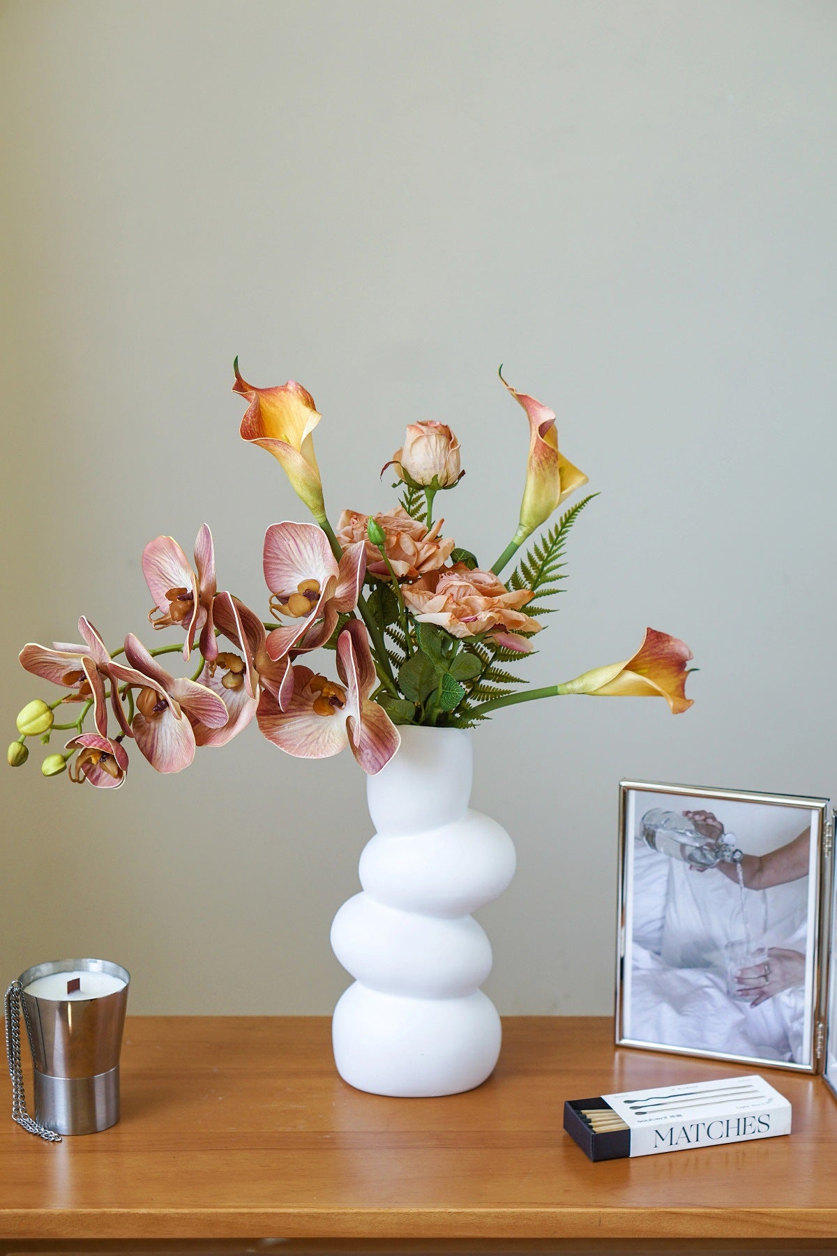Orchid Rose & Calla Lily Faux Floral Arrangement | Bridal Bouquet or Home Décor | 6 Colors