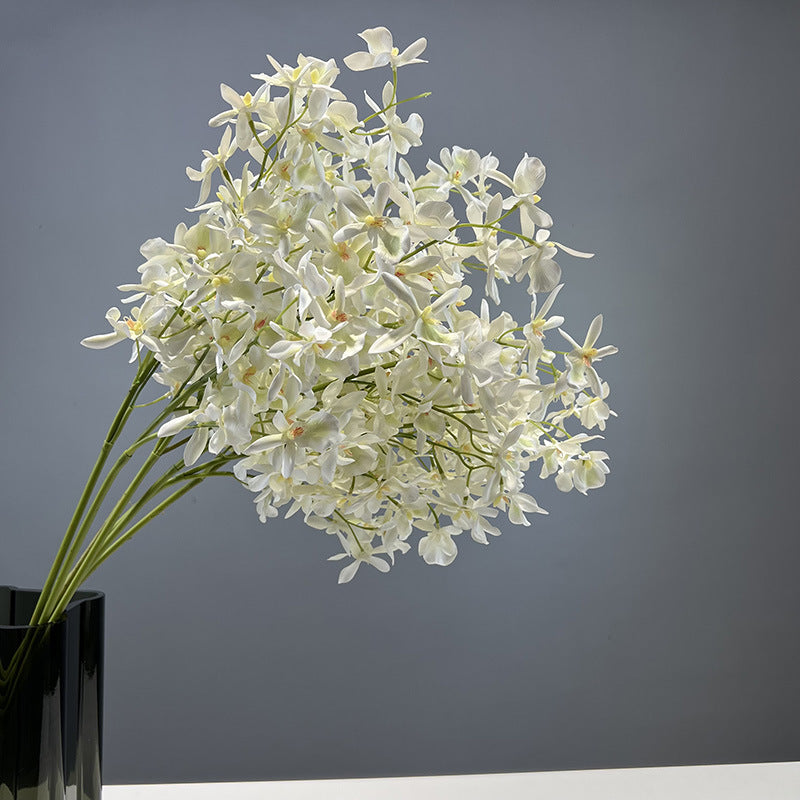 Faux white spider lily stem tall vase Japandi minimalist home decor